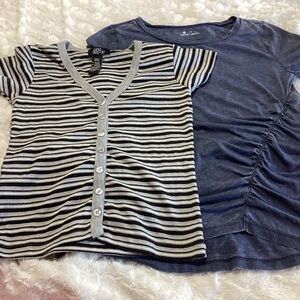 Bundle of 2 Short Sleeve Tops S Black Gray